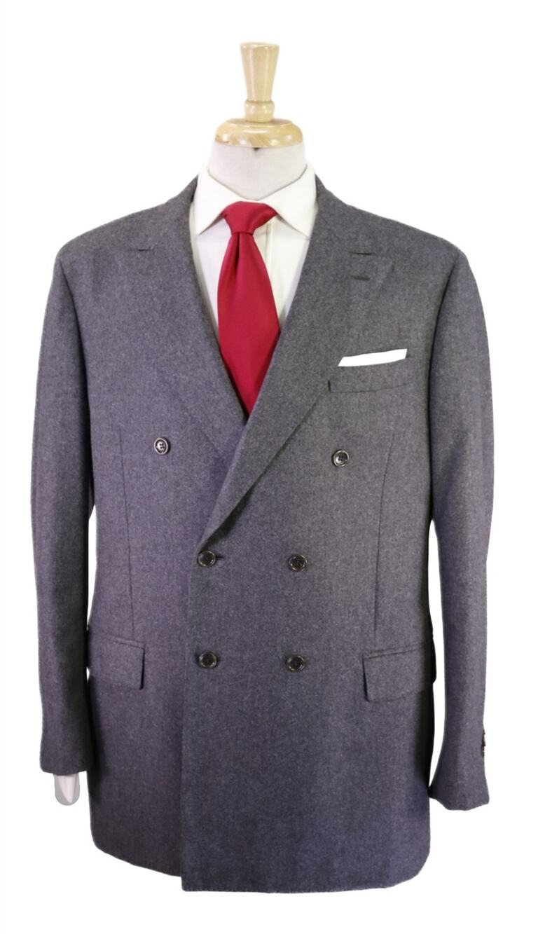 Sid Mashburn Kincaid No. 3 Gray Wool Cashmere Flannel Double Breasted Blazer 46R